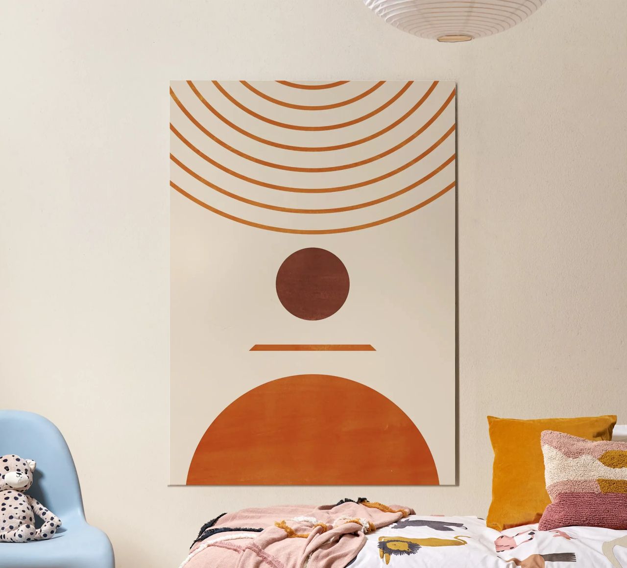 cerchio semicerchio linee curve forme geometriche arancio marrone alluminio dibond da Hien T Huynh