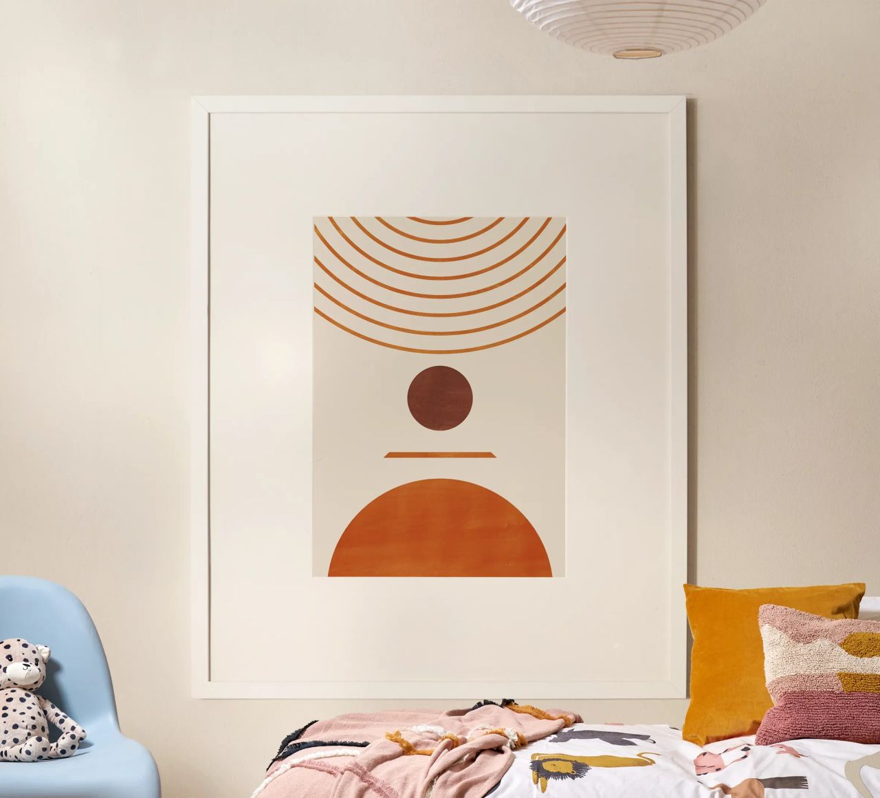 cerchio semicerchio linee curve forme geometriche arancio marrone poster da Hien T Huynh