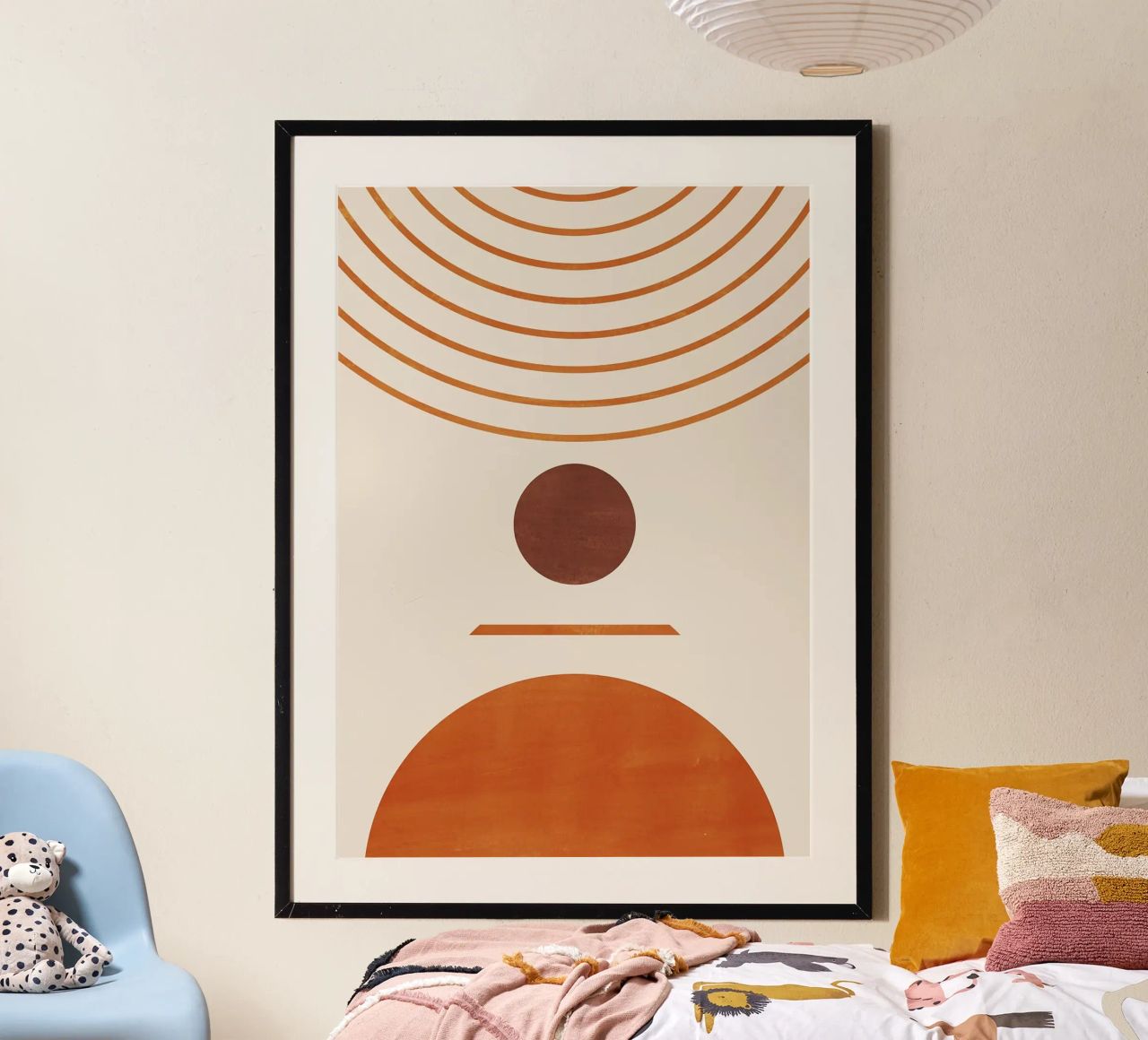 cerchio semicerchio linee curve forme geometriche arancio marrone poster da Hien T Huynh