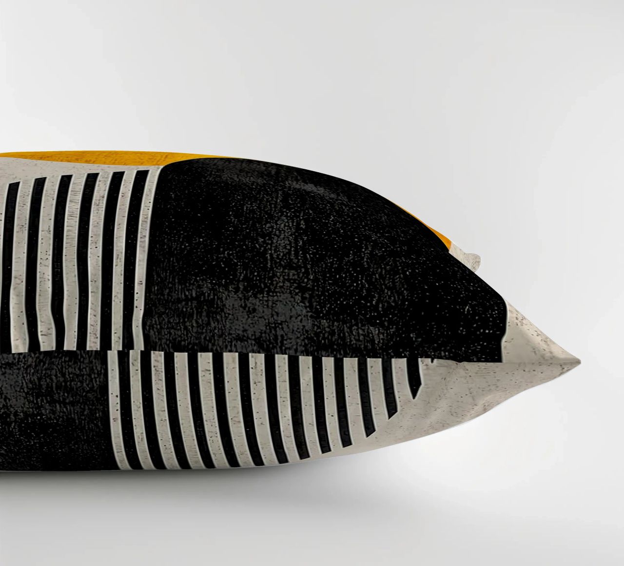 cercle jaune demi-cercle lignes verticales arc noir texture g coussin de Hien T Huynh
