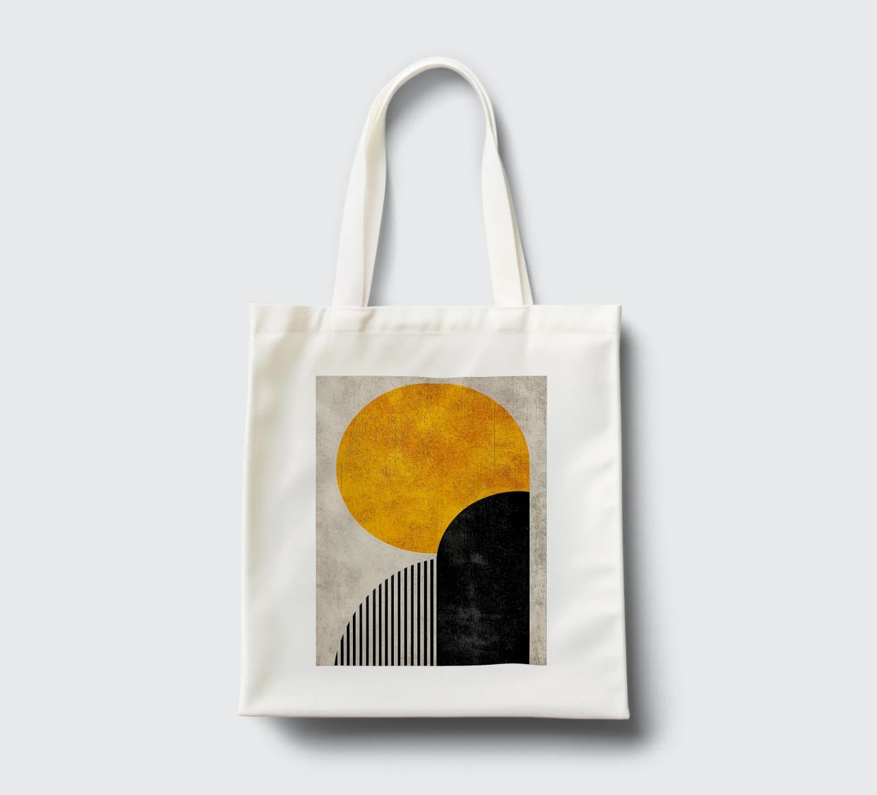 cercle jaune demi-cercle lignes verticales arc noir texture g tote bag de Hien T Huynh