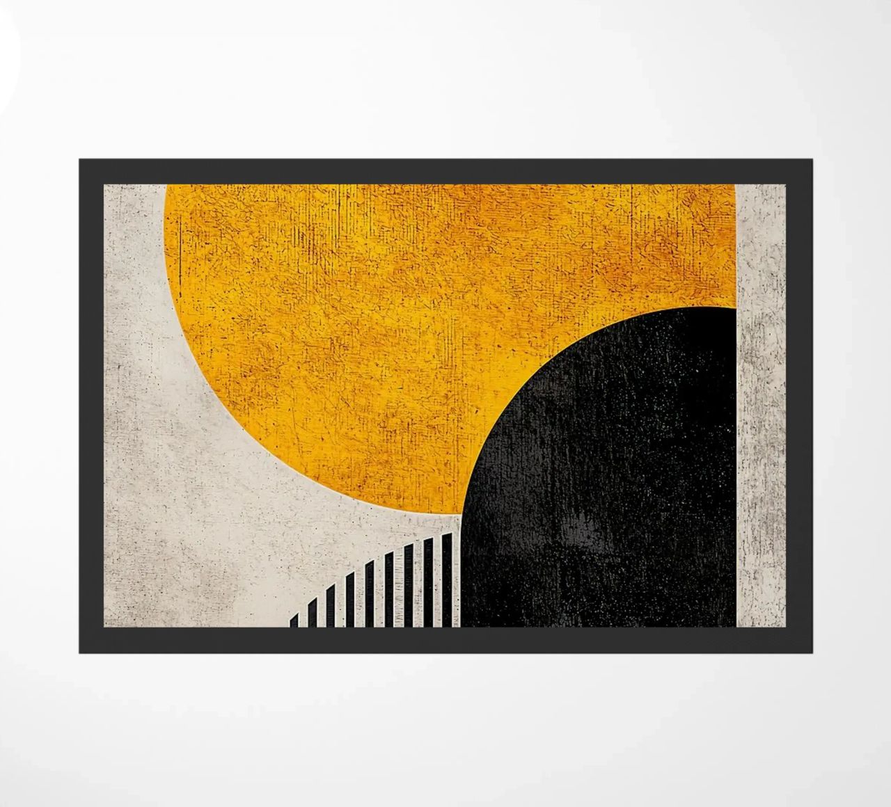 cercle jaune demi-cercle lignes verticales arc noir texture g paillasson de Hien T Huynh