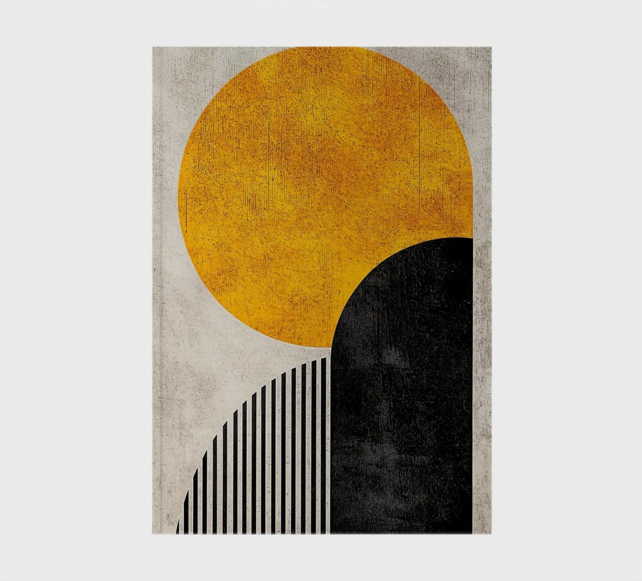 cercle jaune demi-cercle lignes verticales arc noir texture g carnet de notes de Hien T Huynh