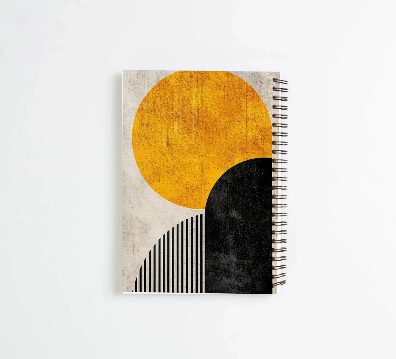 cerchio giallo semicerchio linee verticali arco nero texture g diario ad anelli da Hien T Huynh