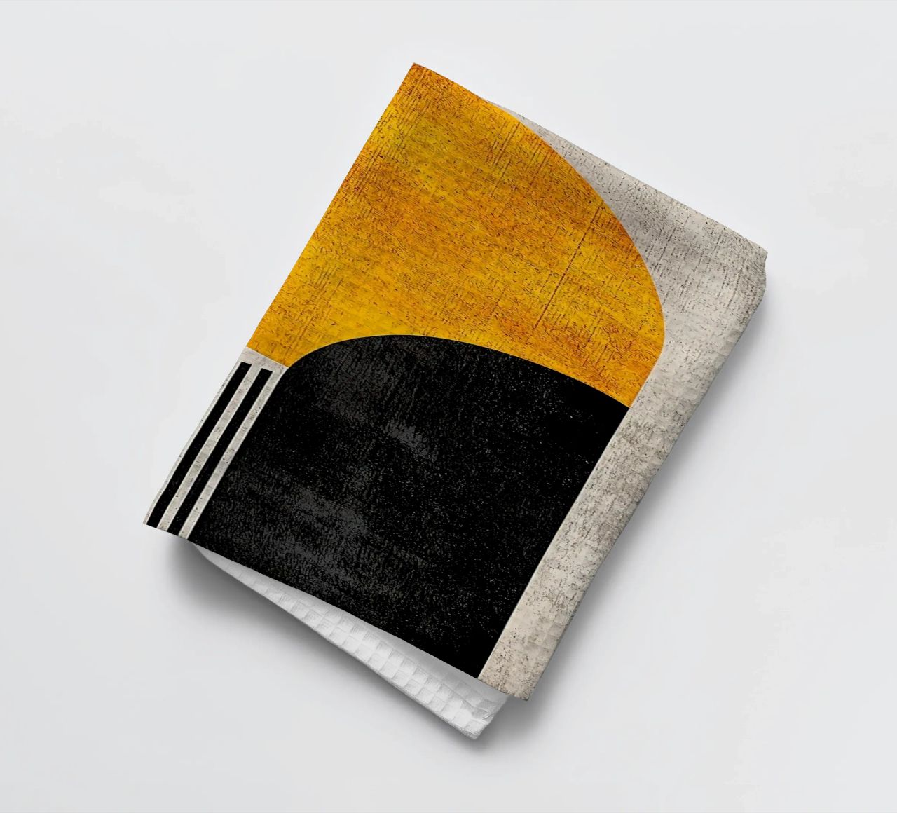 cercle jaune demi-cercle lignes verticales arc noir texture g torchon de Hien T Huynh