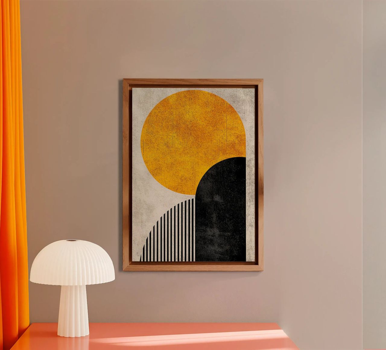 cercle jaune demi-cercle lignes verticales arc noir texture g alu dibond de Hien T Huynh