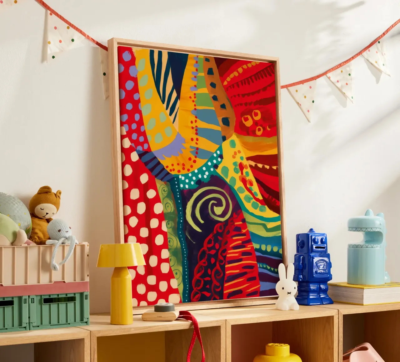 Textile Rhythm Pulse Leinwand mit Schattenfugenrahmen von Zep Layers
