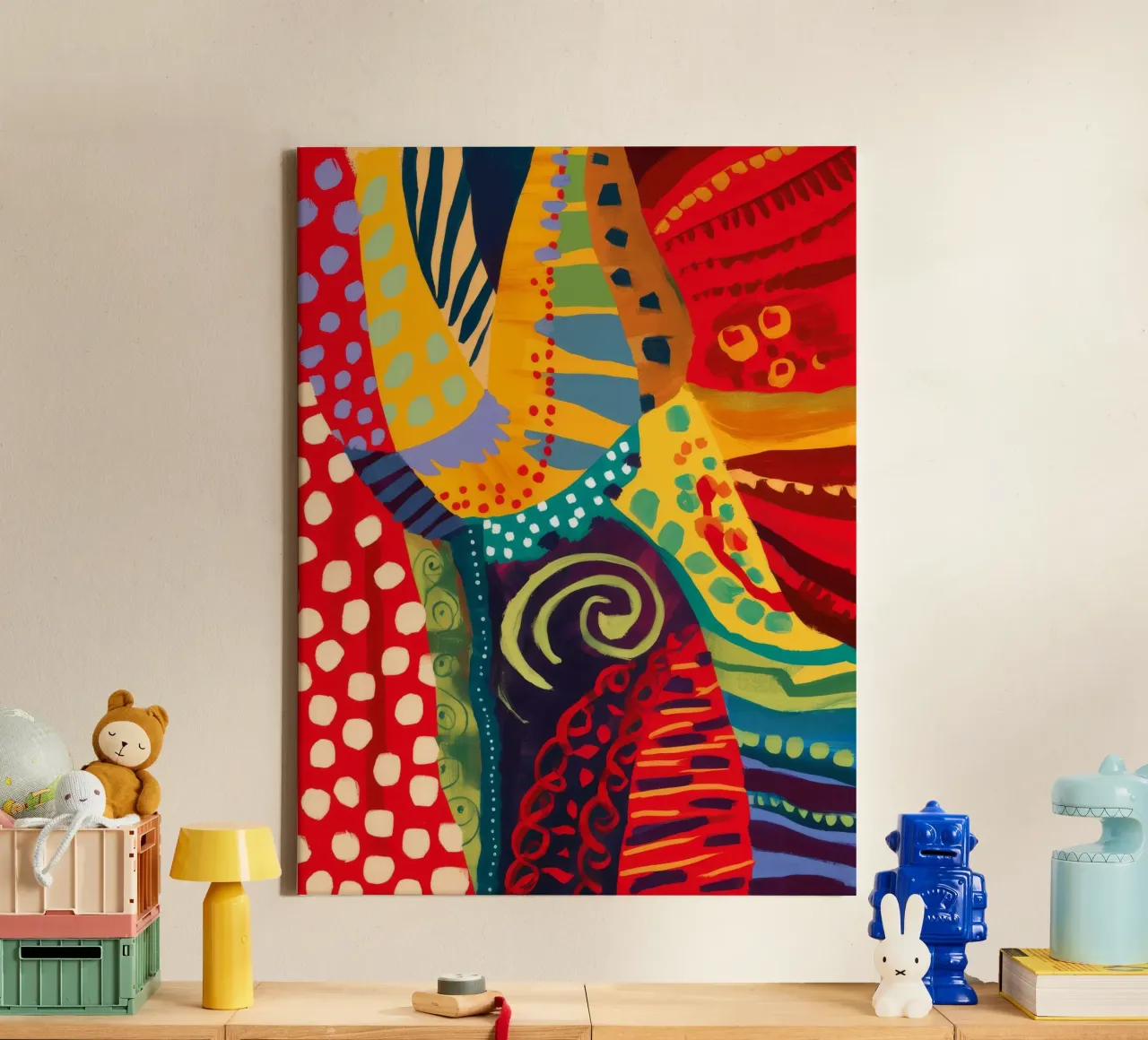 Textile Rhythm Pulse Leinwand mit Schattenfugenrahmen von Zep Layers