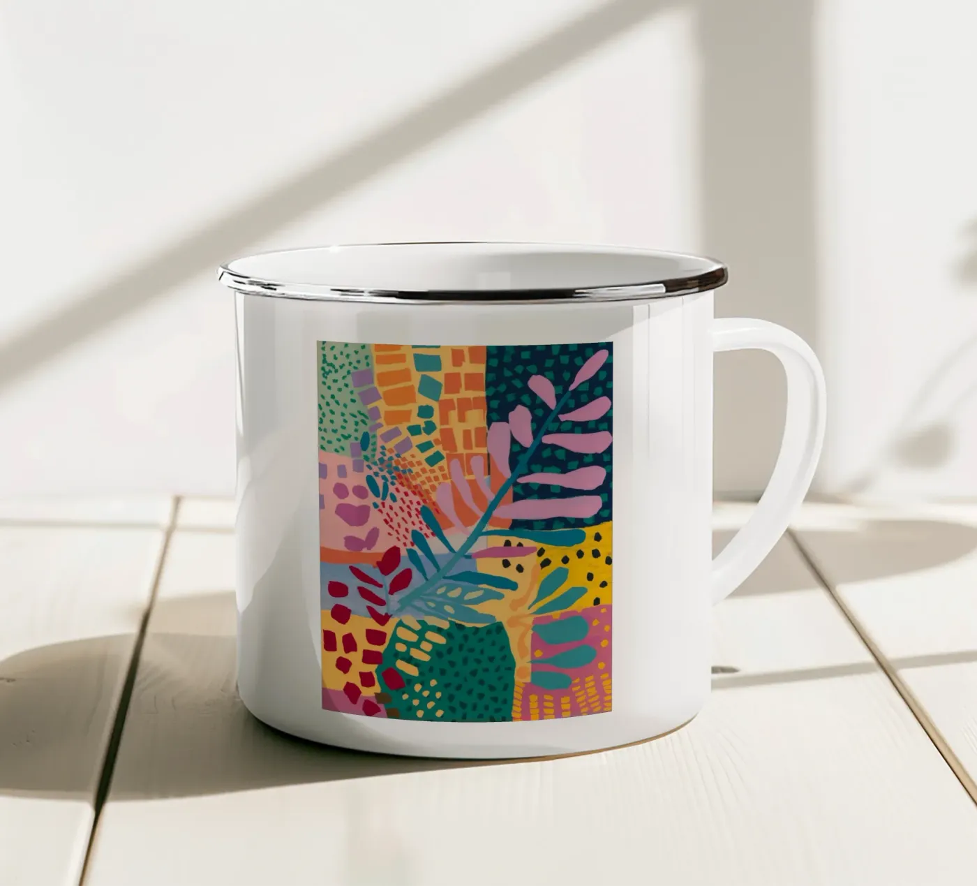 Patchwork Garden Flow enamel mug by Zep Layers
