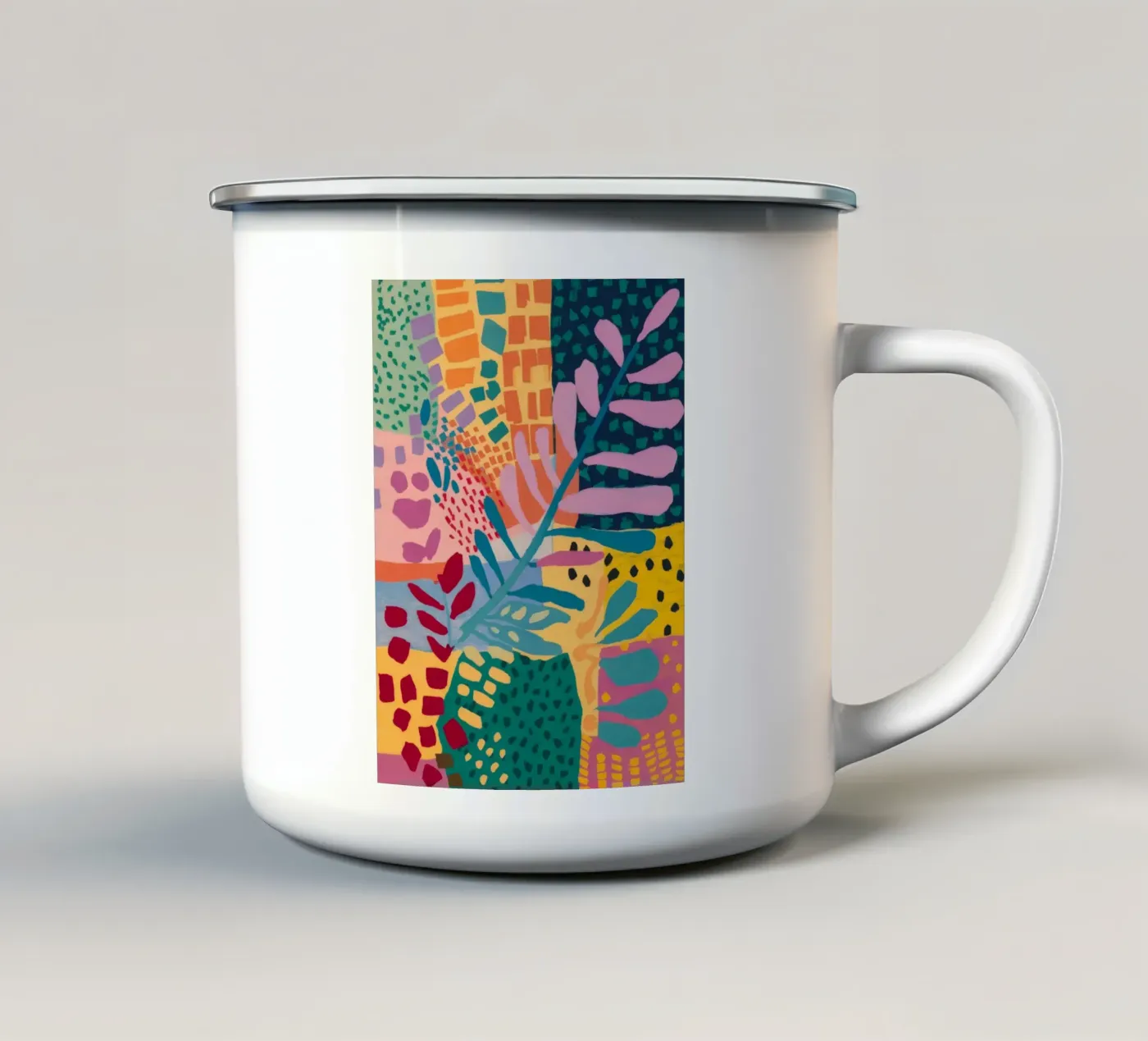 Patchwork Garden Flow enamel mug by Zep Layers