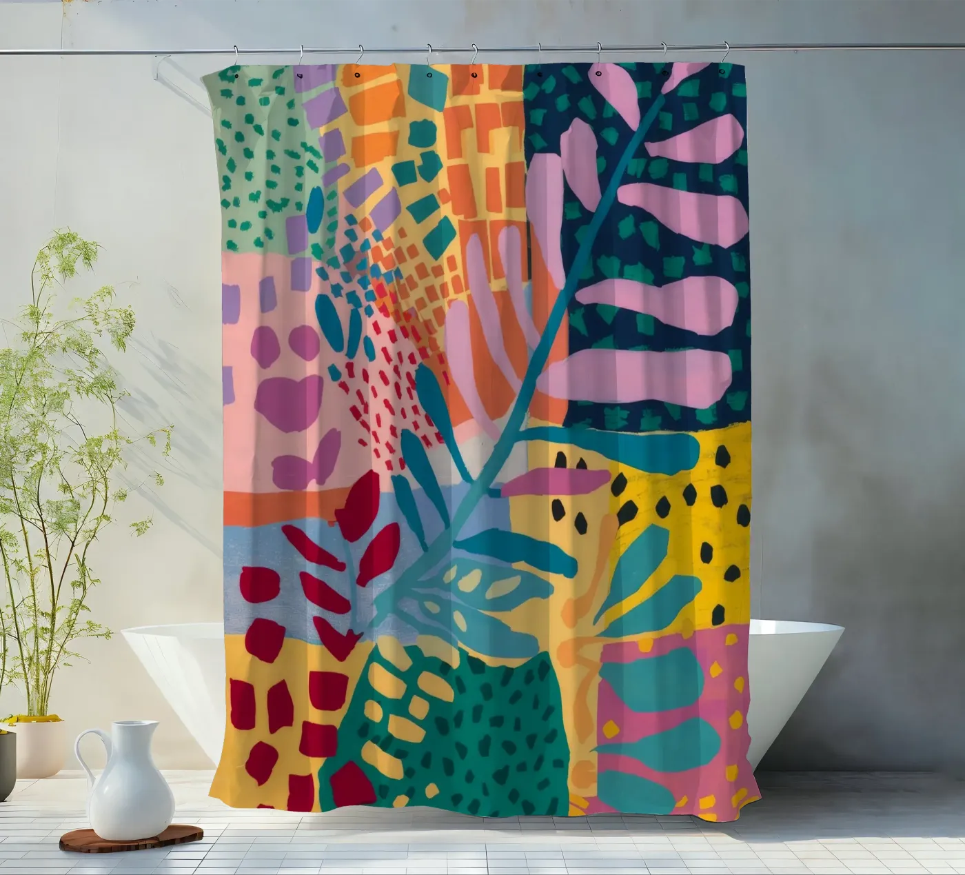 Patchwork Tuinstroom douchegordijn van Zep Layers