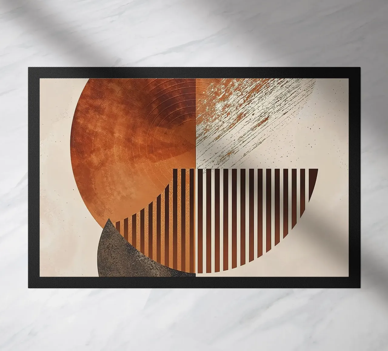 cirkel lijnen krommen geometrie texturen minimalistisch halve cirkel deurmat van Perry Kale