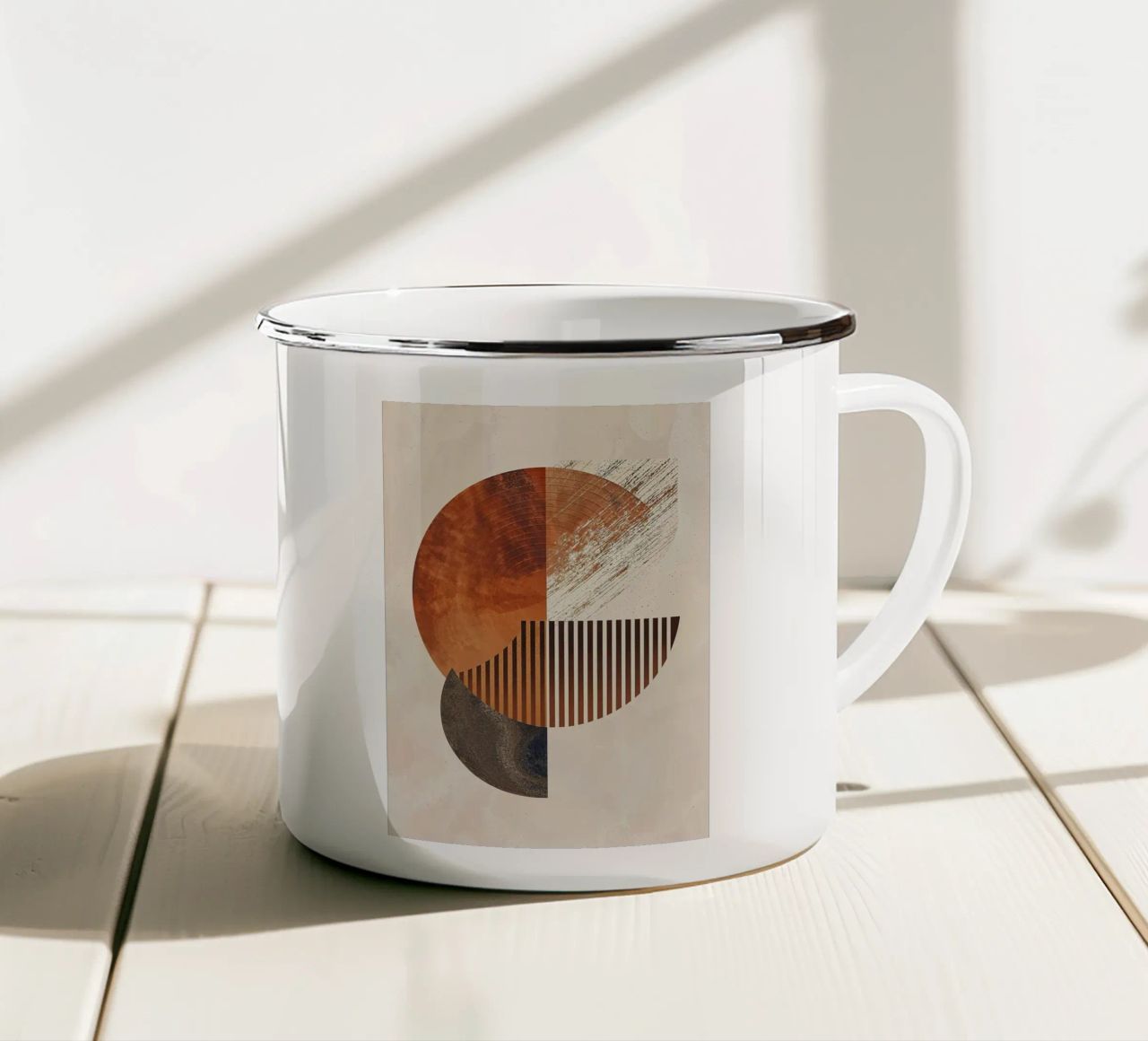 cerchio linee curve geometria texture minimalista semicerchio tazza in smalto da Perry Kale