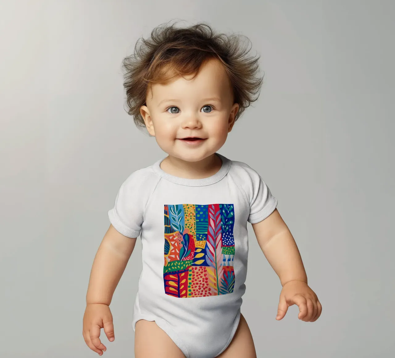 Patchwork Dschungel Wandteppich Kurzarm Babybody von Zep Layers