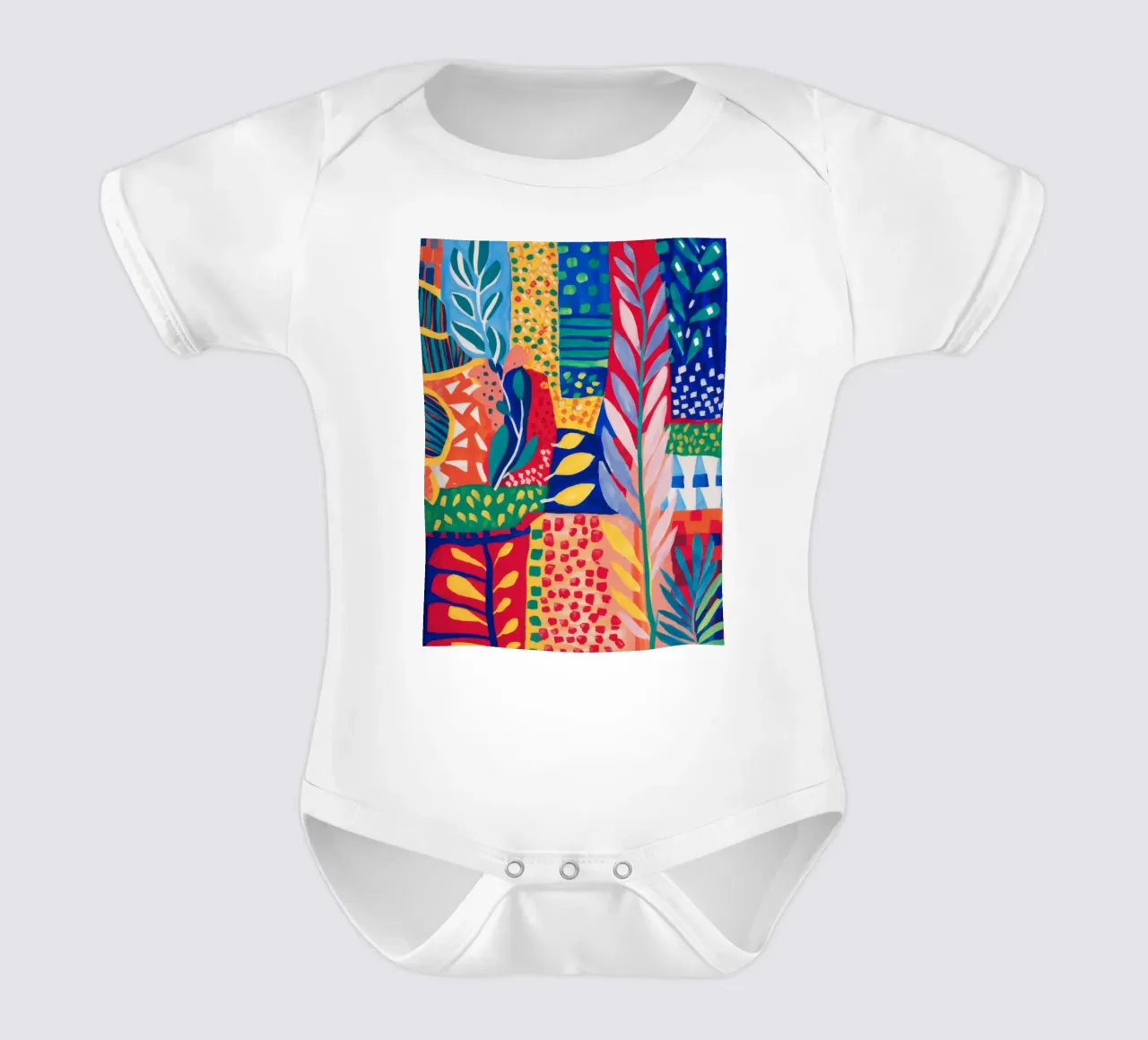 Patchwork Dschungel Wandteppich Kurzarm Babybody von Zep Layers