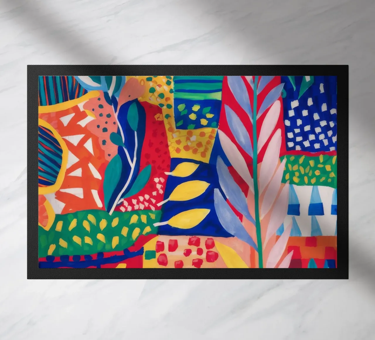 Wandkleed van patchwork jungle deurmat van Zep Layers