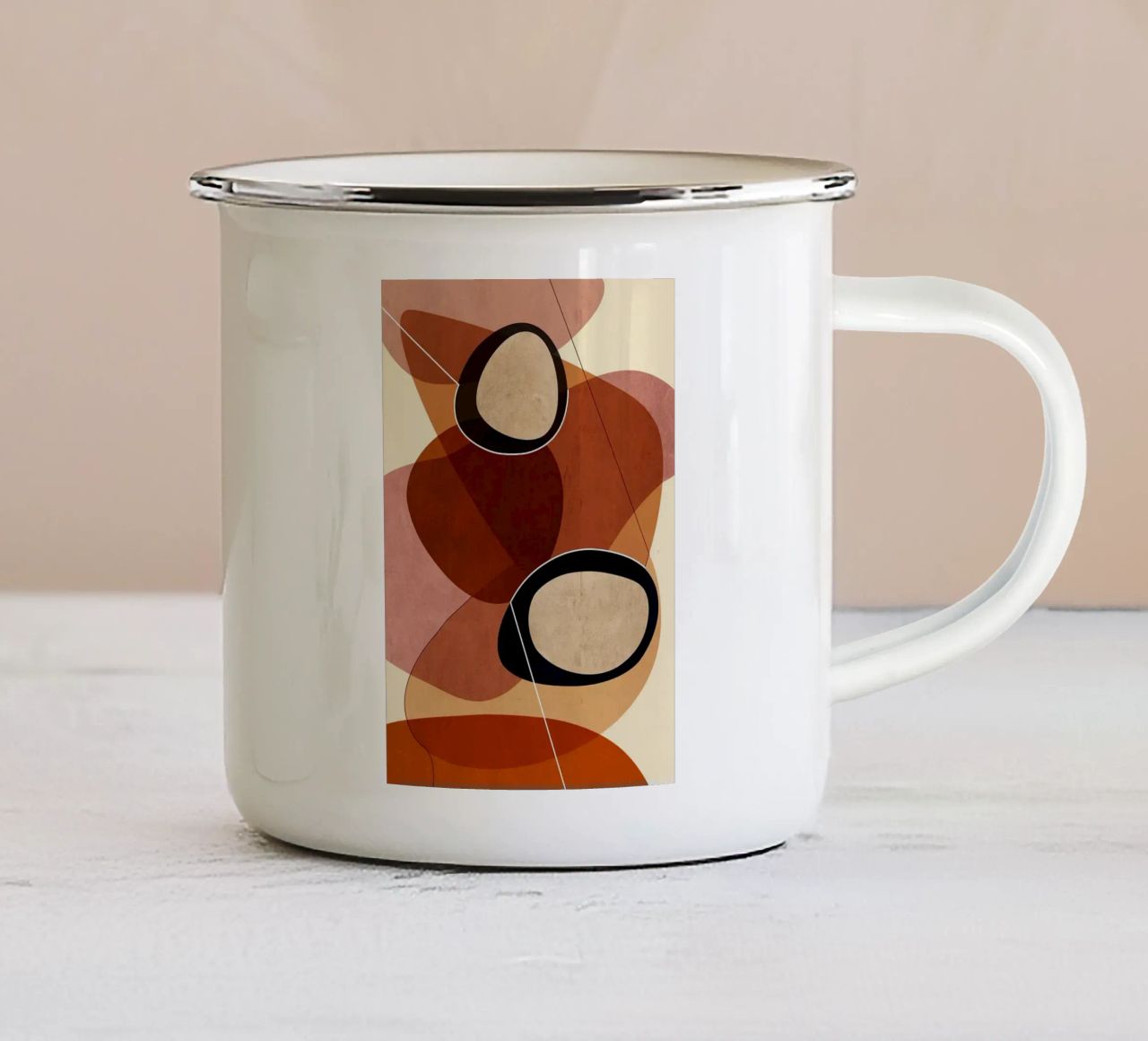 forme geometriche sovrapposte forme astratte ovali colore laye tazza in smalto da Jhon W Caquimbo