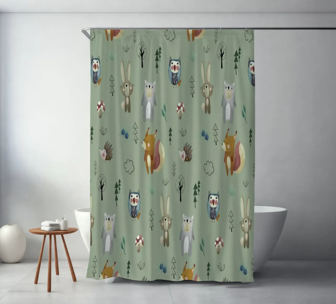 Waldtiere shower curtain by Sabrina Ziegenhorn