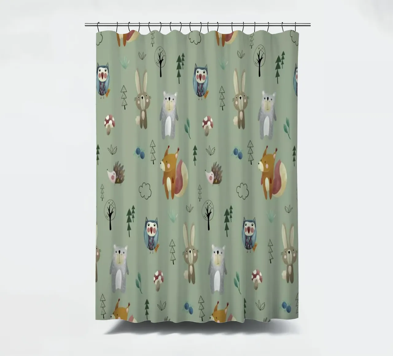 Waldtiere shower curtain by Sabrina Ziegenhorn