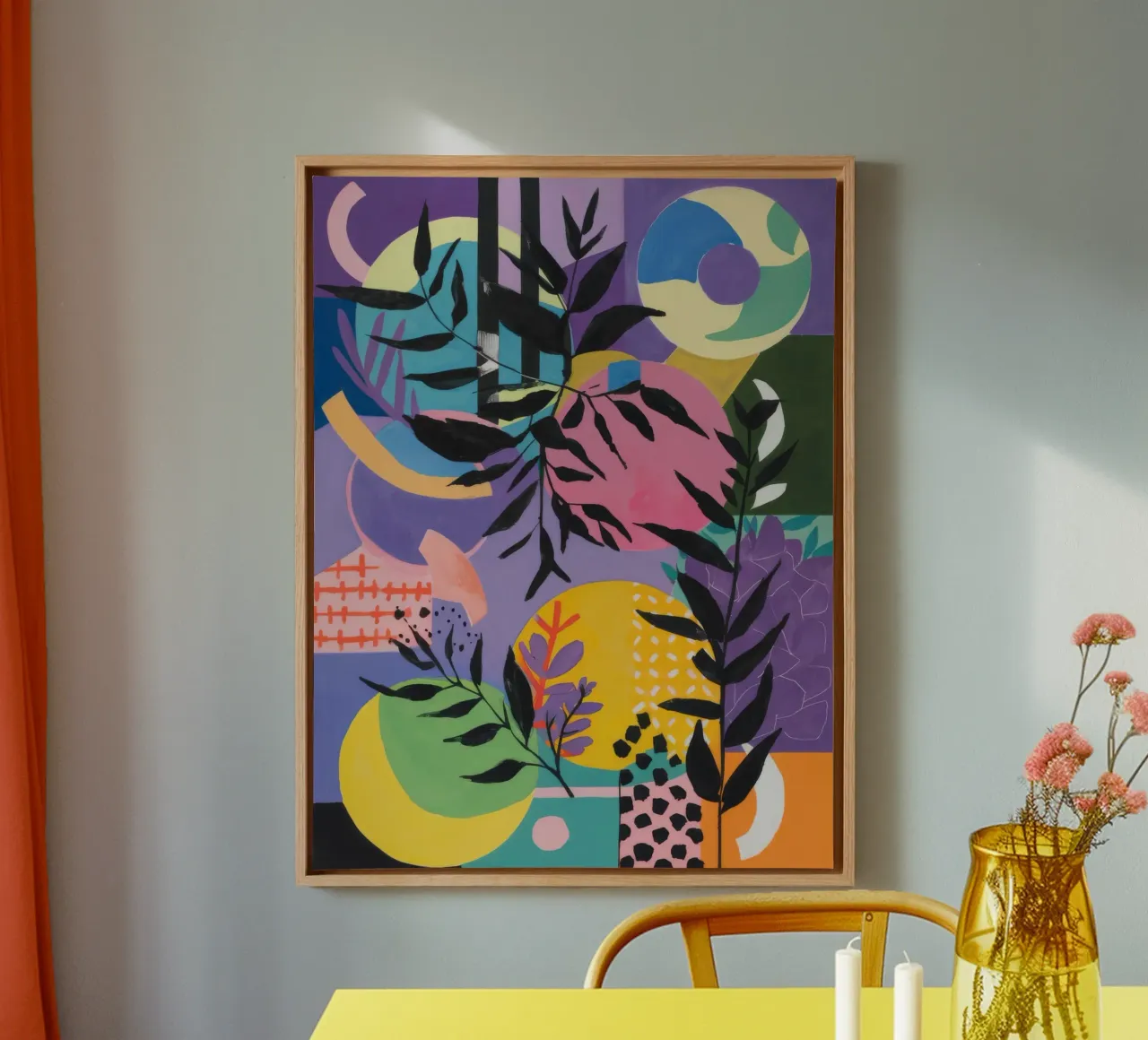 Twilight Botanical Orbit canvas with Floater frame by Zep Layers