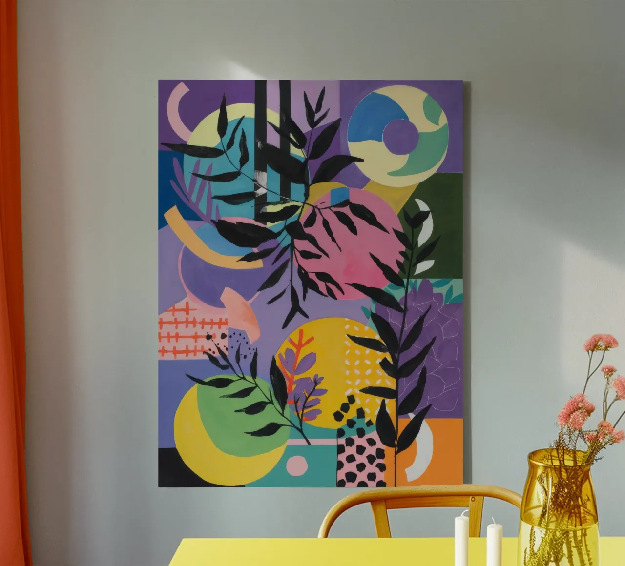 Twilight Botanical Orbit canvas with Floater frame by Zep Layers