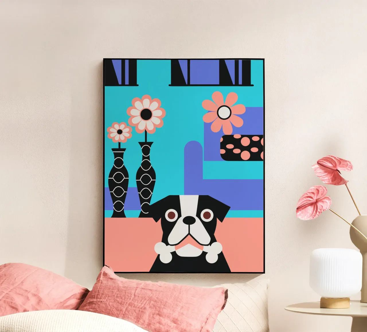 Bulldog e fiore plexiglass da LOOK DIFFERENT