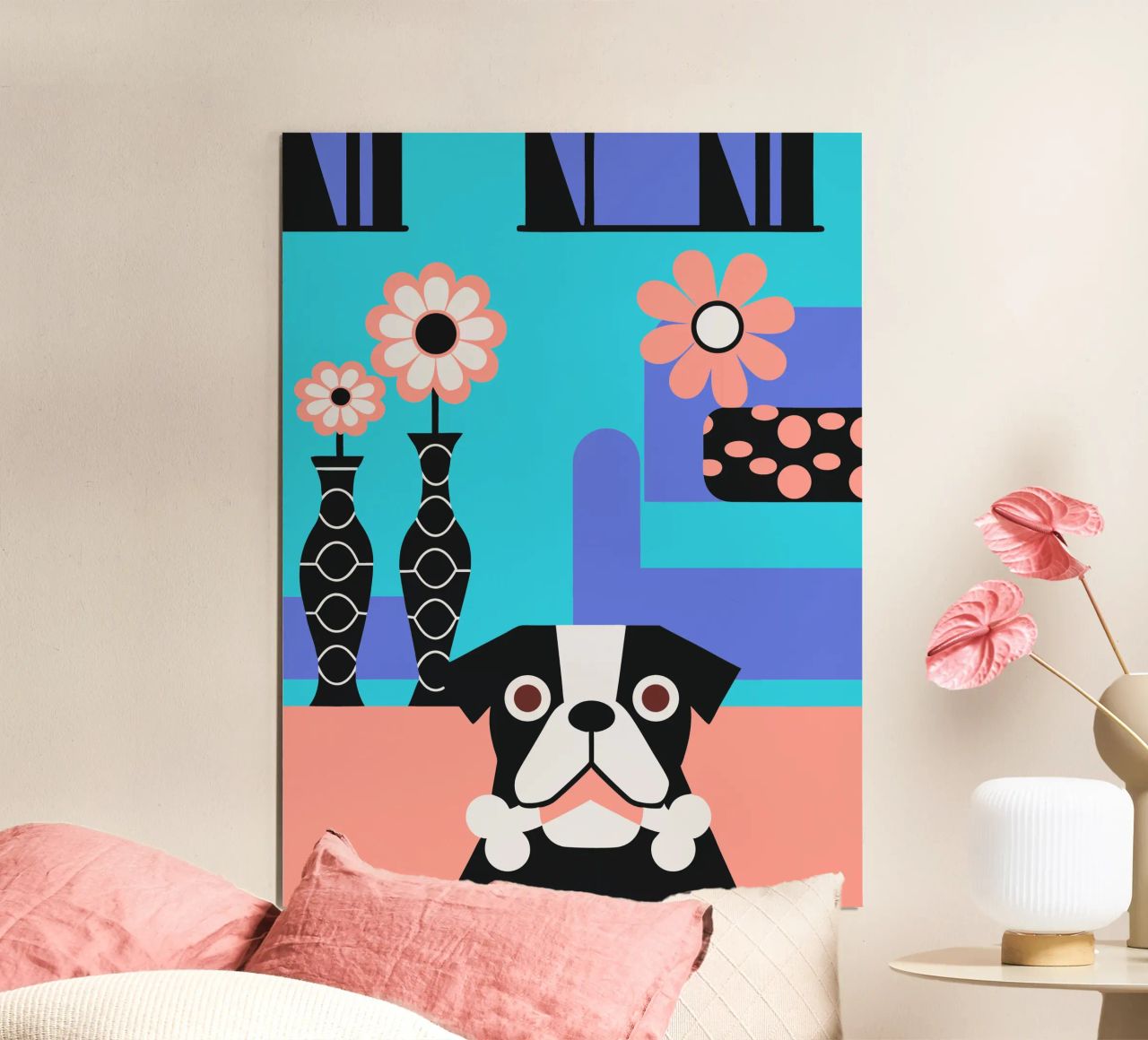 Bulldog and Flower poster by LOOK DIFFERENT