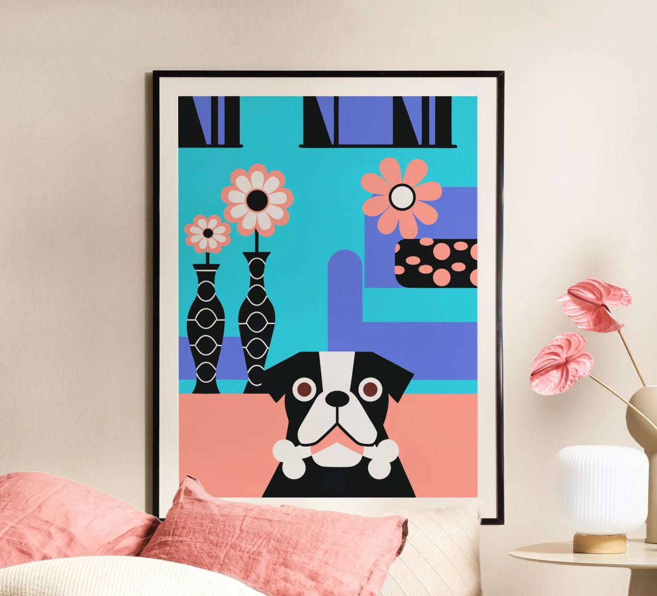 Bulldog and Flower poster by LOOK DIFFERENT