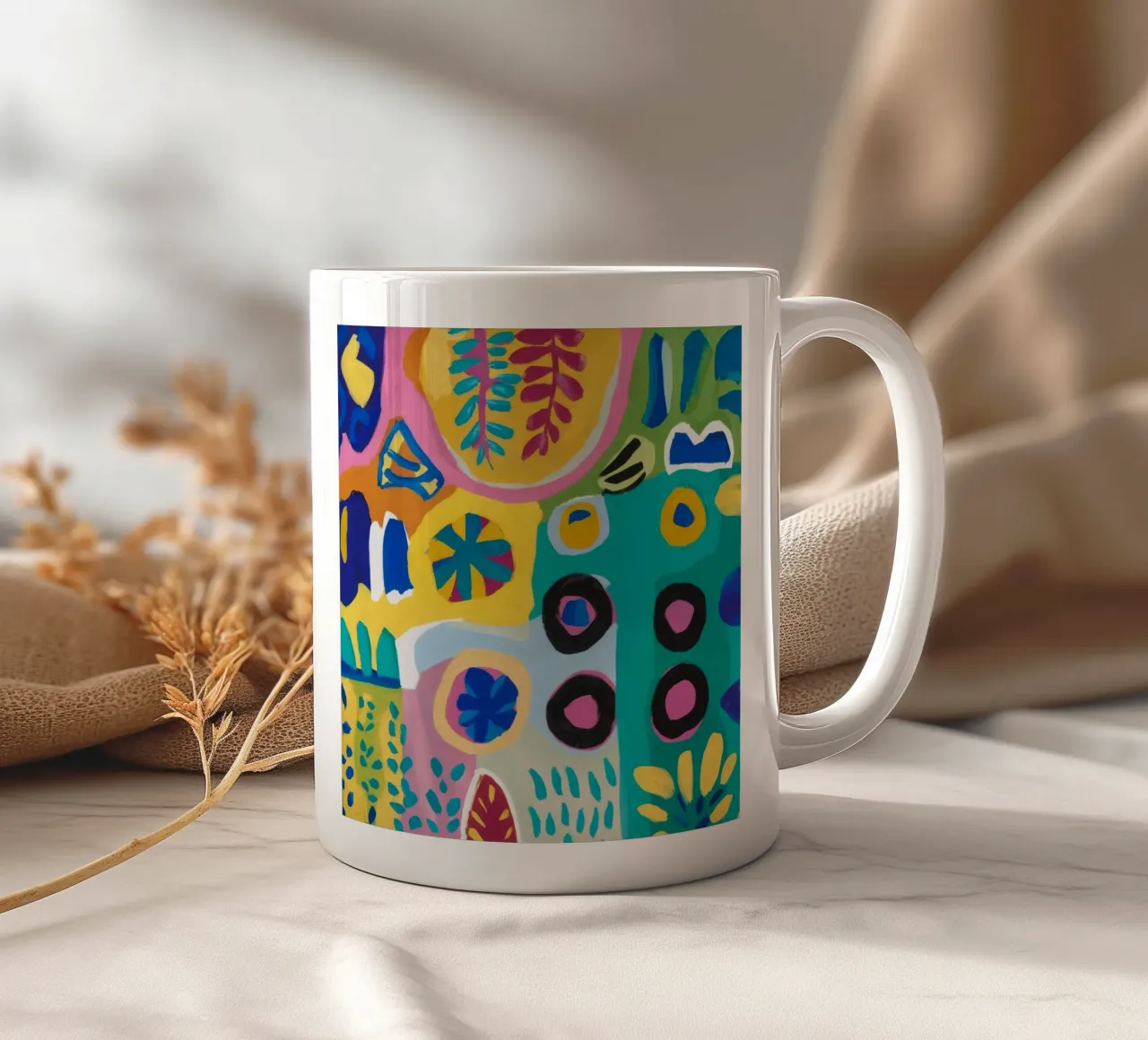 Puzzle astratto di fiori tazza in ceramica da Zep Layers