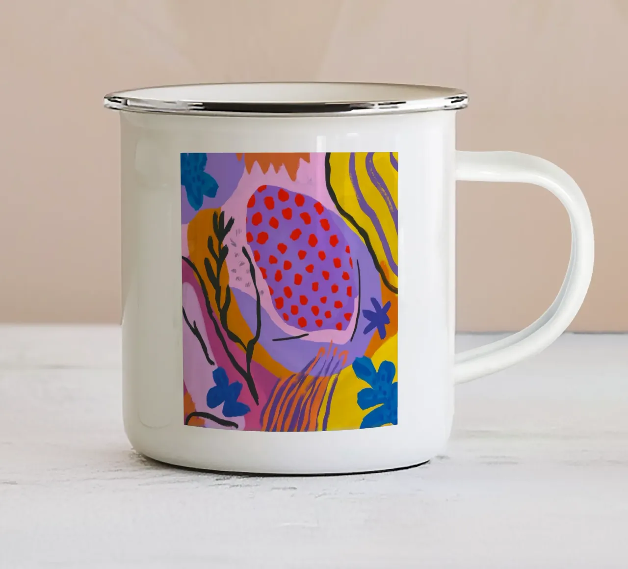 Ráfaga de lava botánica taza de esmalte de Zep Layers