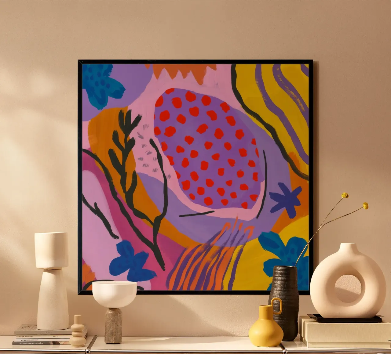 Scoppio di lava botanica poster con telaio in legno da Zep Layers
