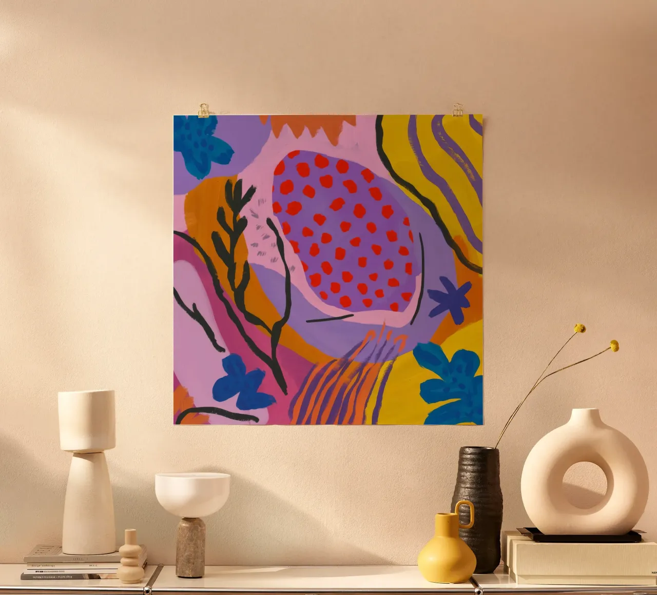 Scoppio di lava botanica poster con telaio in legno da Zep Layers