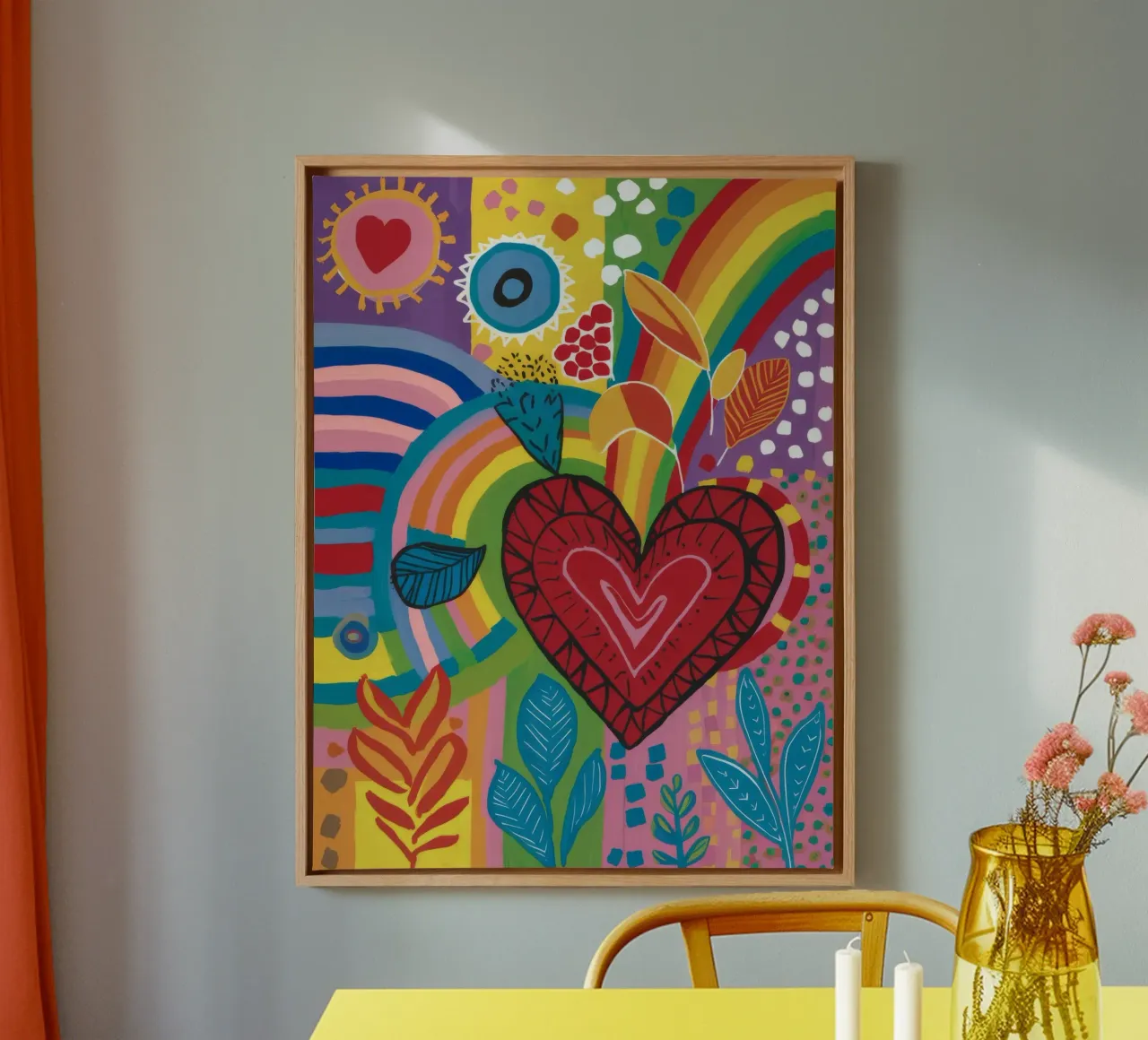 Sacred Heart Bloom canvas with Floater frame by Zep Layers