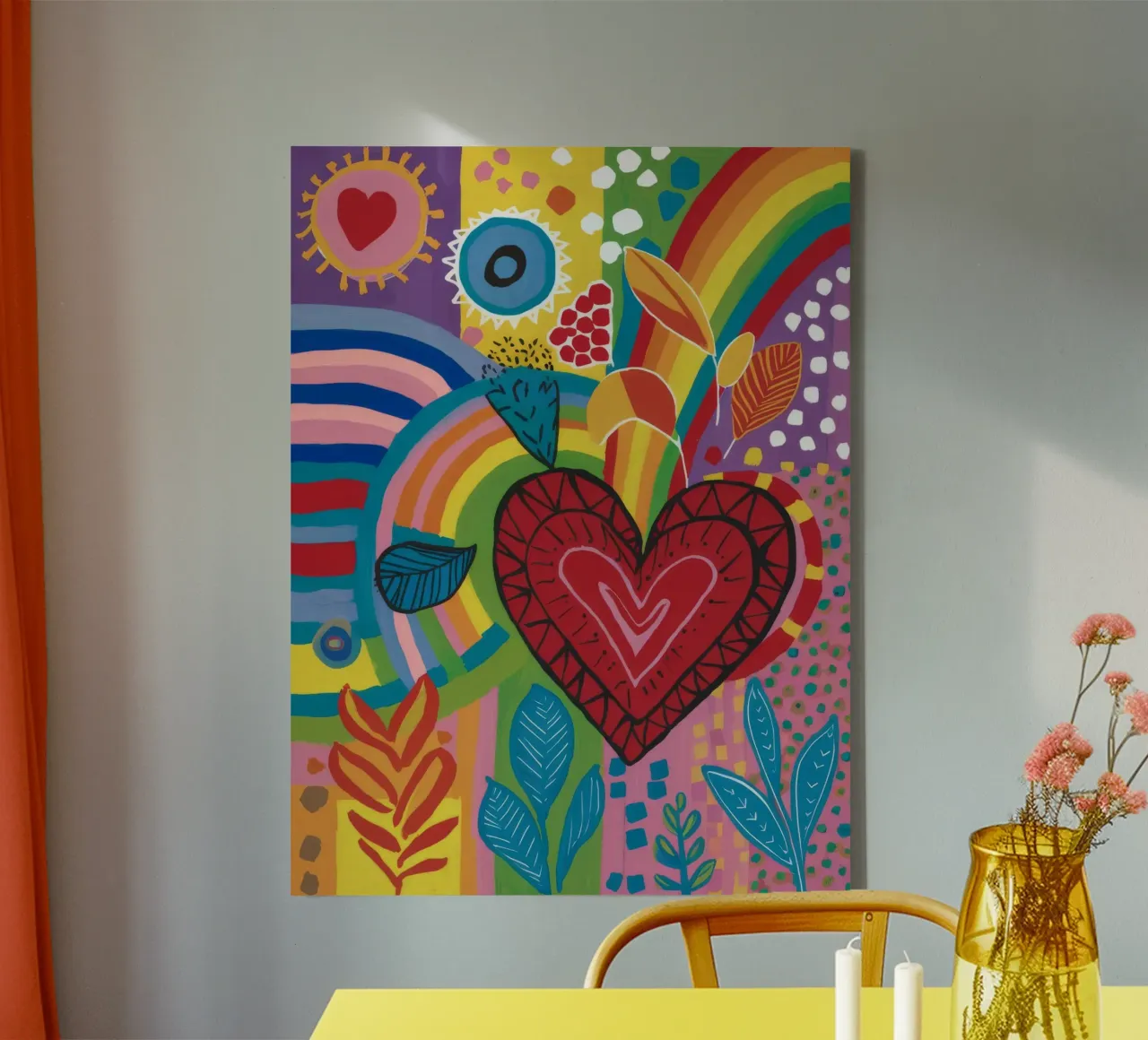 Sacred Heart Bloom canvas with Floater frame by Zep Layers
