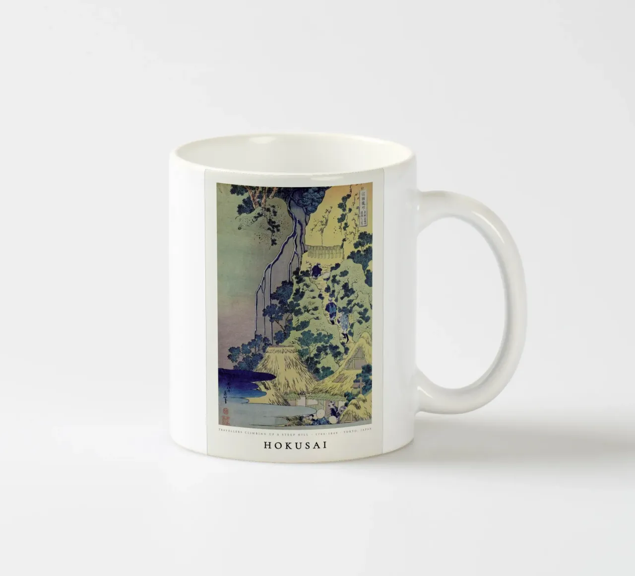 Hokusai - Travellers Climbing up a Steep Hill tazza in ceramica da ARTOTHEK