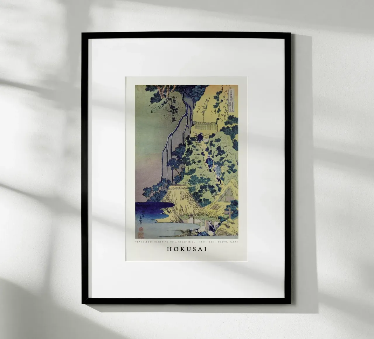 Hokusai - Travellers Climbing up a Steep Hill poster con telaio in plastica da ARTOTHEK