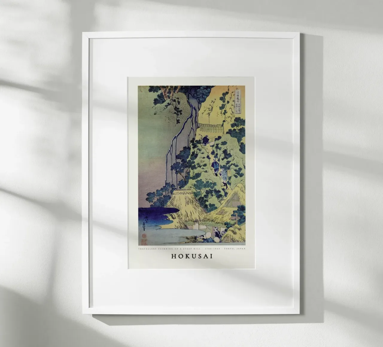 Hokusai - Travellers Climbing up a Steep Hill poster con telaio in plastica da ARTOTHEK
