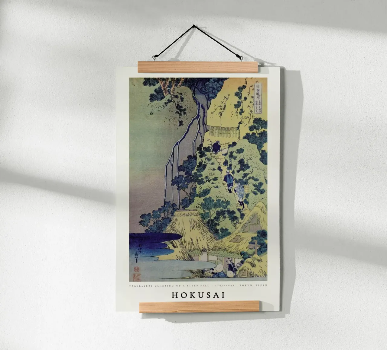 Hokusai - Travellers Climbing up a Steep Hill poster con telaio in plastica da ARTOTHEK