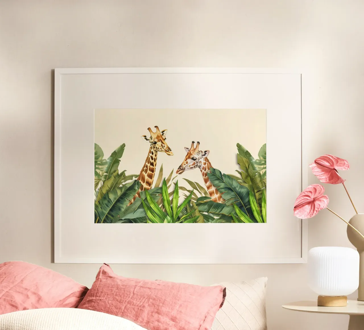 Animali esotici Giraffe Paradiso tropicale poster con telaio in alluminio da Andrea Haase Modern Home