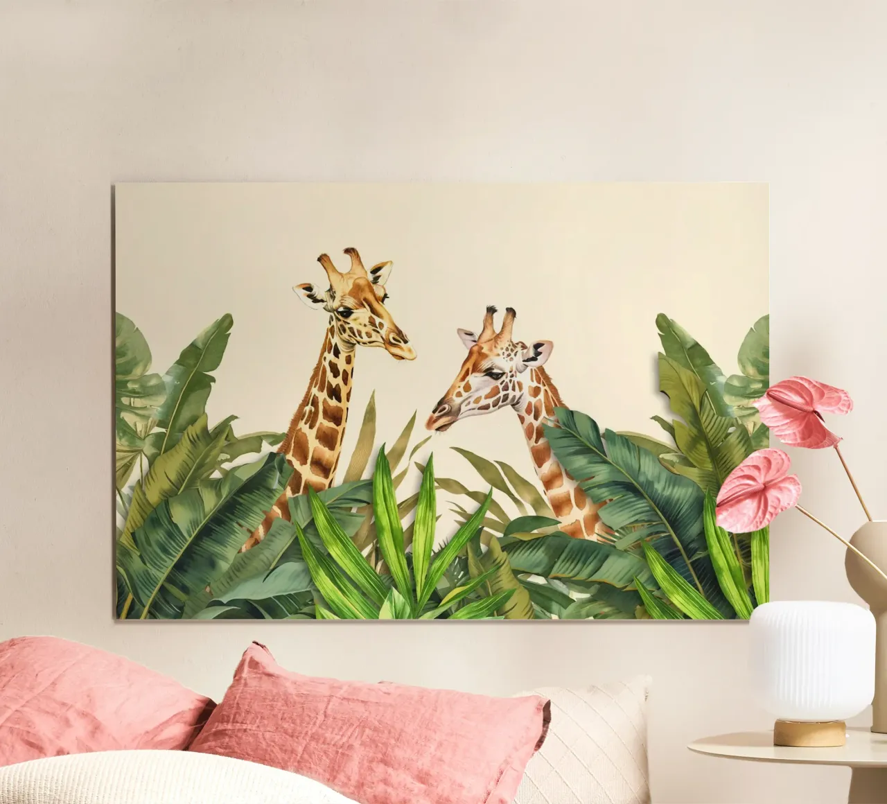 Animali esotici Giraffe Paradiso tropicale poster con telaio in alluminio da Andrea Haase Modern Home