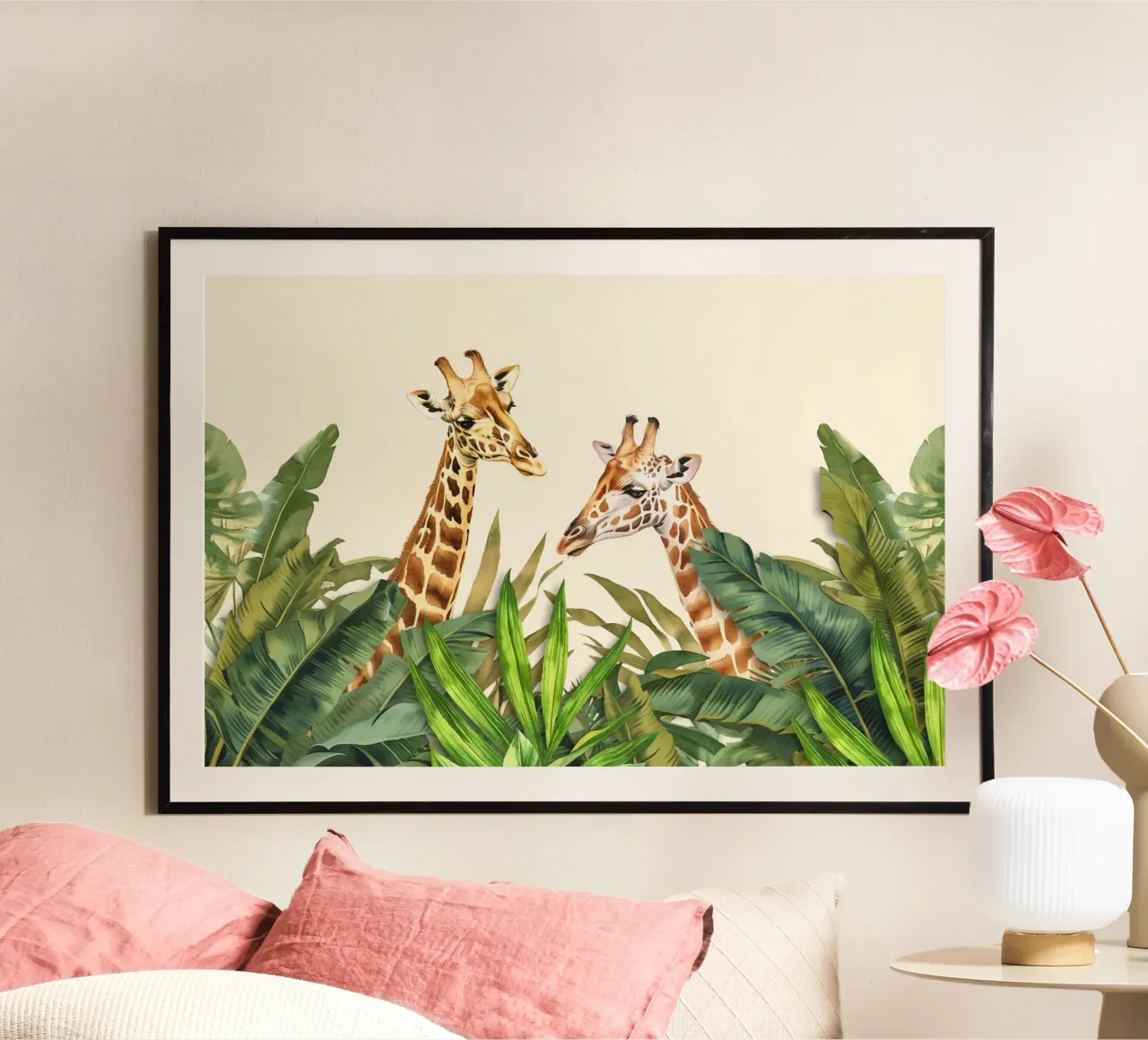 Animali esotici Giraffe Paradiso tropicale poster con telaio in alluminio da Andrea Haase Modern Home