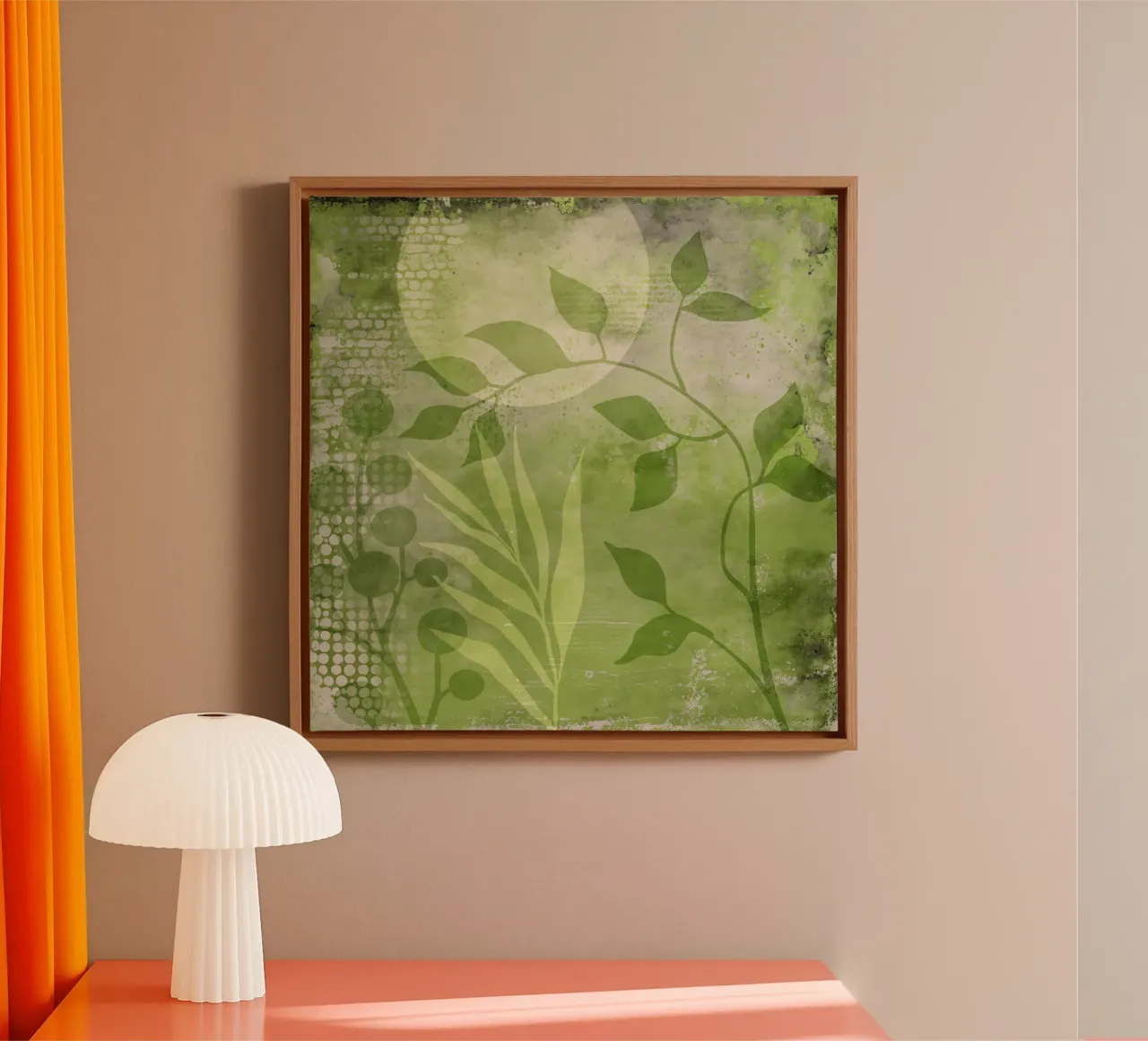 Abstract groen Gemengde Media Botanische Kunst canvas met Baklijst van Andrea Haase Modern Home