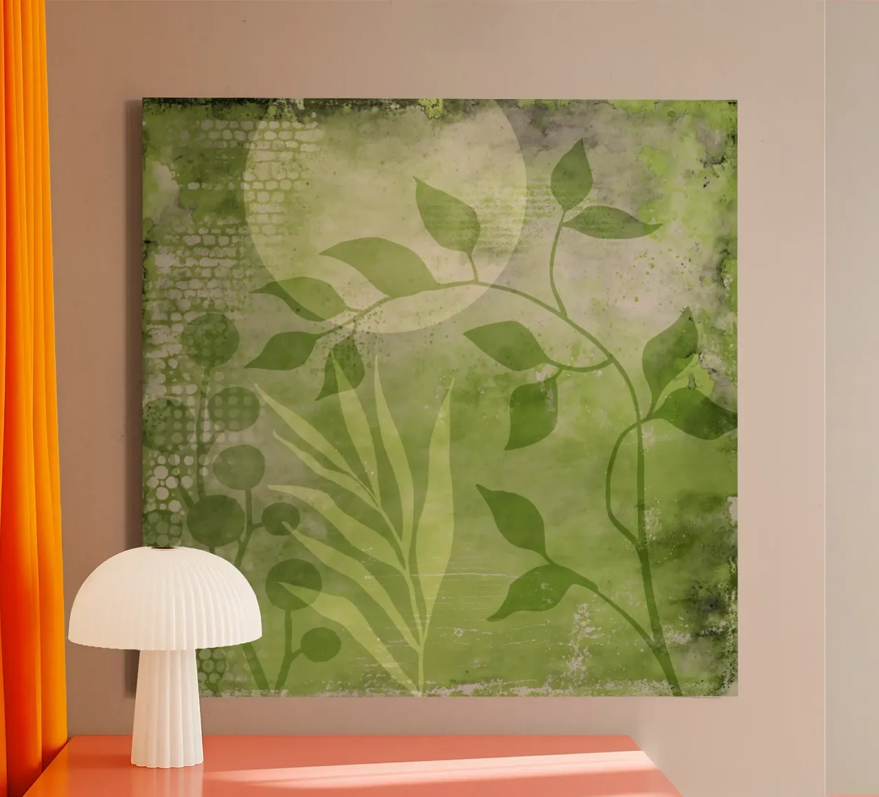 Abstract groen Gemengde Media Botanische Kunst canvas met Baklijst van Andrea Haase Modern Home