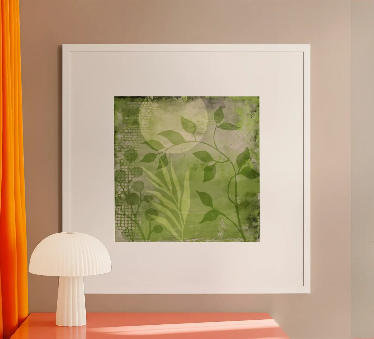 Arte botanica astratta a tecnica mista Greenery poster con telaio in plastica da Andrea Haase Modern Home