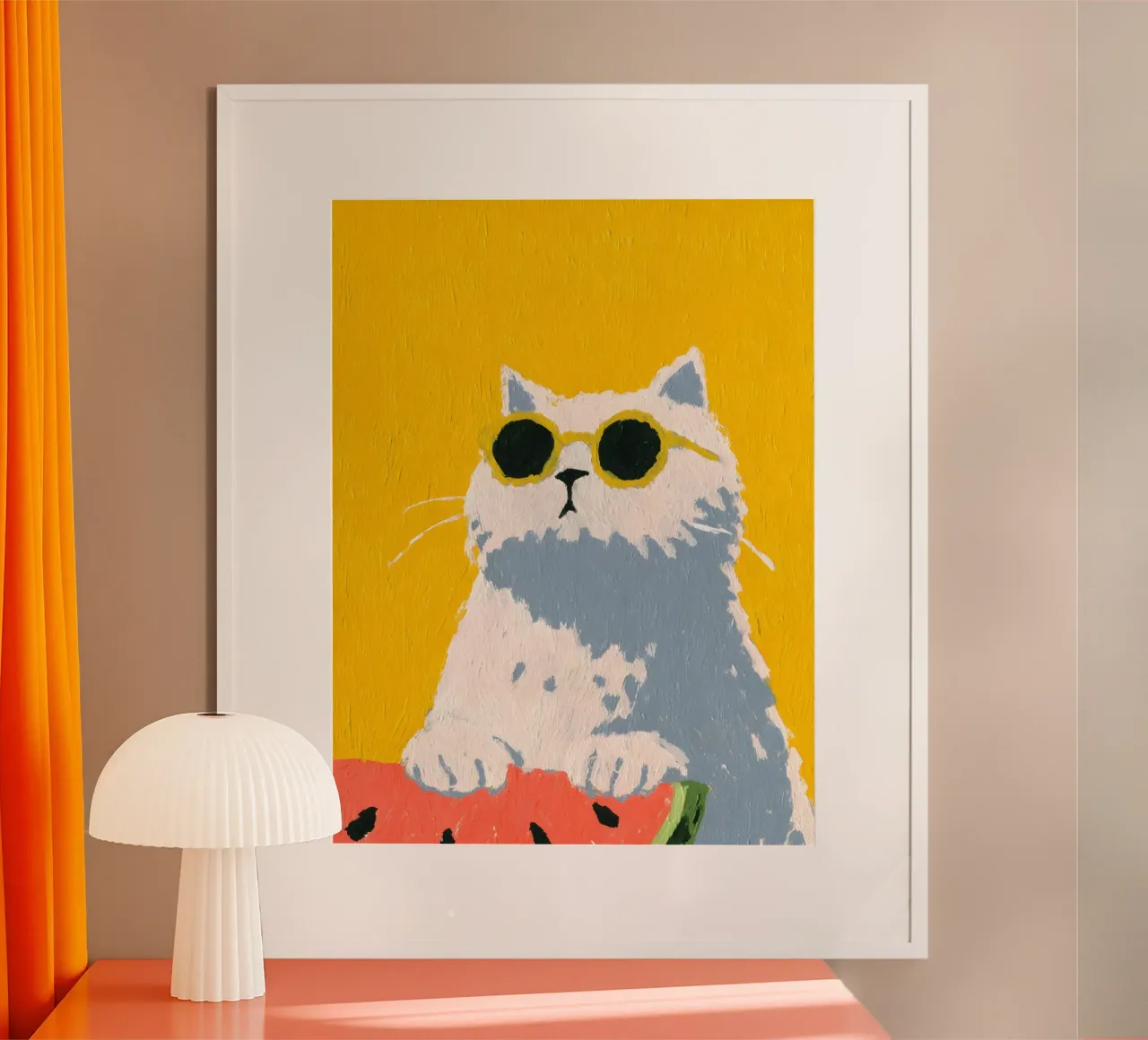 Summer Cat poster con telaio in plastica da Gypsy Galleria