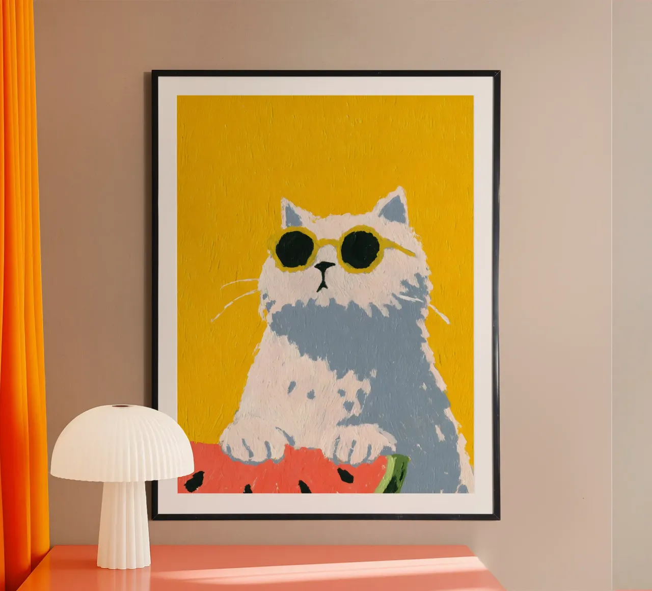 Summer Cat poster con telaio in plastica da Gypsy Galleria