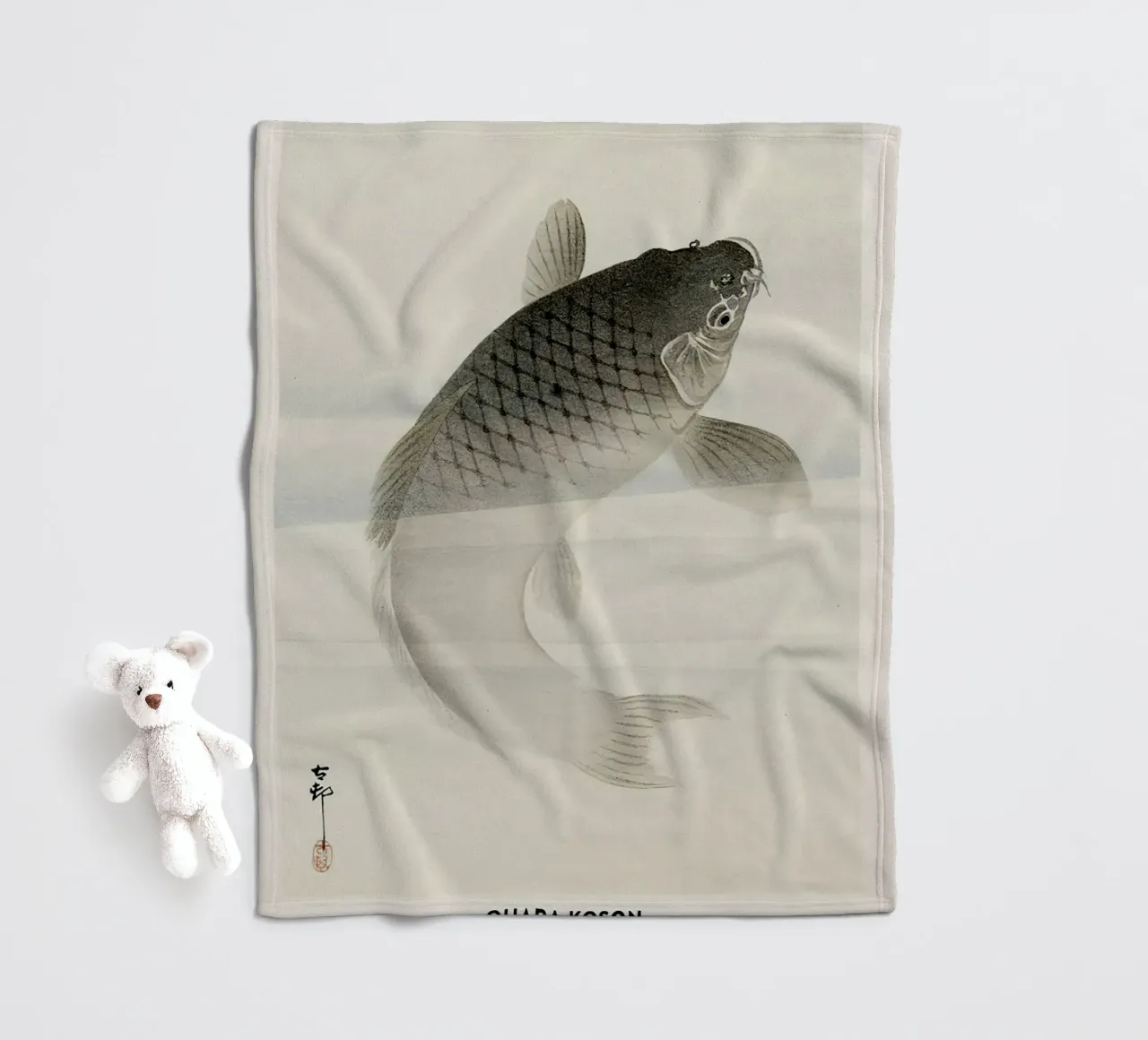 Ohara koson Fisch Poster Fleecedecke von Alishasteel