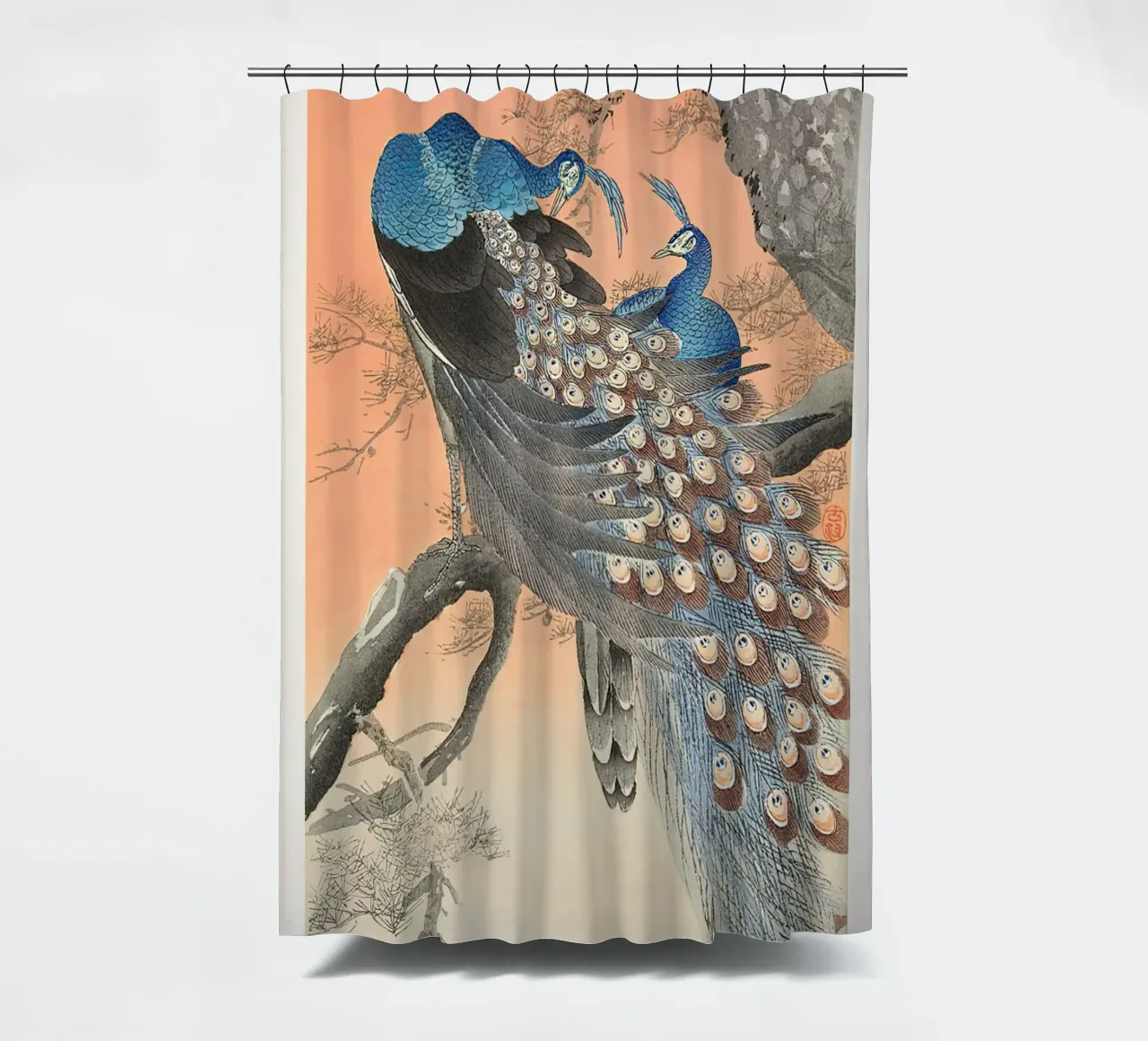 Ohara koson Pfaue auf Baum Poster Duschvorhang von Alishasteel
