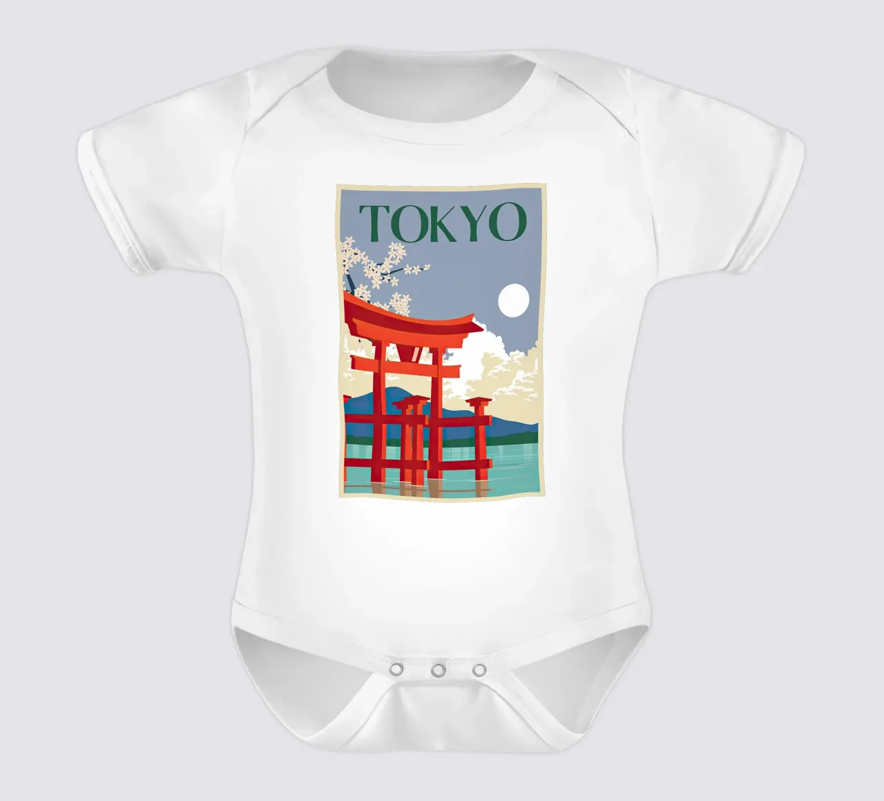 Travel - Tokyo Japanesse short-sleeve baby romper by busaw