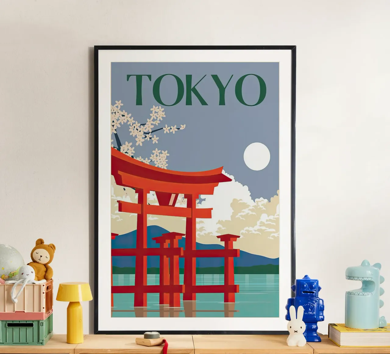 Viaggi - Tokyo Giappone poster con telaio in legno da busaw